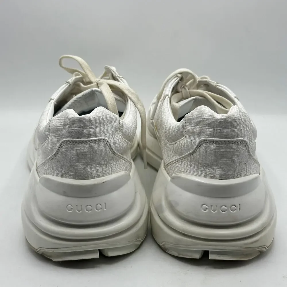GUCCI Exclusive Rhyton GG Monogram Logo Chunky Sneakers White Sz US 10.5